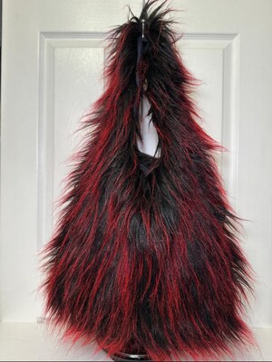 Red and black faux 2025 fur